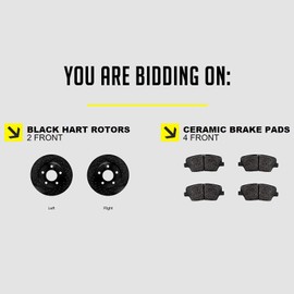 Fits 1982-1983 Jeep CJ5, CJ7 Front Black Drilled Brake Rotors+Ceramic Pads