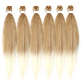Blonde Braiding Hair Pre Stretched 30 inch 6 Packs #27T613 Synthetic Hair Extensions for Braids Yaki Straight