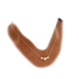 Yheakne Boho Pearl Necklace Gold Pearl Pendant Necklace Tiny Pearl Floating Necklace Minimalist Wedding Necklace Jewellery Women and Girls Gifts