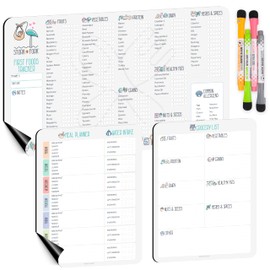 Baby First Food Tracker, Magnetic Meal Planner, Fridge Grocery Shopping List Chart (3 in 1) - Dry, Erase Menu Planner, Strong Stickiness on Refrigerator - 11.6”x8.2”, Gray- Baby's Led Weaning Supplies