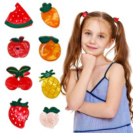 8PCS Mini Fruit Hair Claw Clips for Girls Cute Acetate Hair Barrettes Fun Summer Accessories for Women