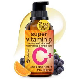 Sérum Facial Súper Vitamina C De Tamaño Doble(59 Ml) Con Niacinamida, Sérum Facial Con 5 De Vitamina C, Ácido Hialurónico Y Resveratrol. Sérum Súper  