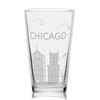 CHICAGO ILLINOIS SKYLINE Engraved Pint Beer Glass | Minimalist City