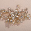Teyglen Gold Wedding Rhinestone Hair Comb with Pearl Crystal Flower