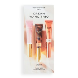 Revolution Pro Cream Face Wand Trio, Cream Contour, Blush & Highlighter Makeup Set, Vegan & Cruelty-Free, Light, 1x12ml, 2x15ml