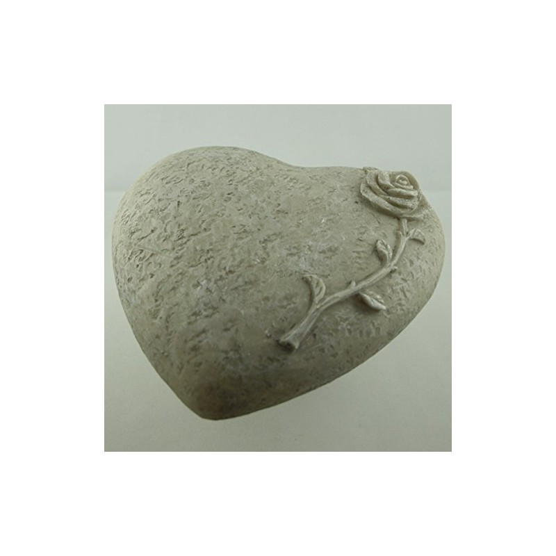 Trauer-Shop Decorative Heart with Rose for Laying, Stone Look Polyresin,