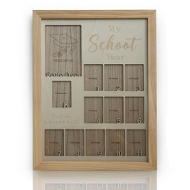 Y&K Homish School Year Photo Frame for Graduation, Pre-k to 12th Grade, Wooden, Gifts & Party Decor (Wood color)