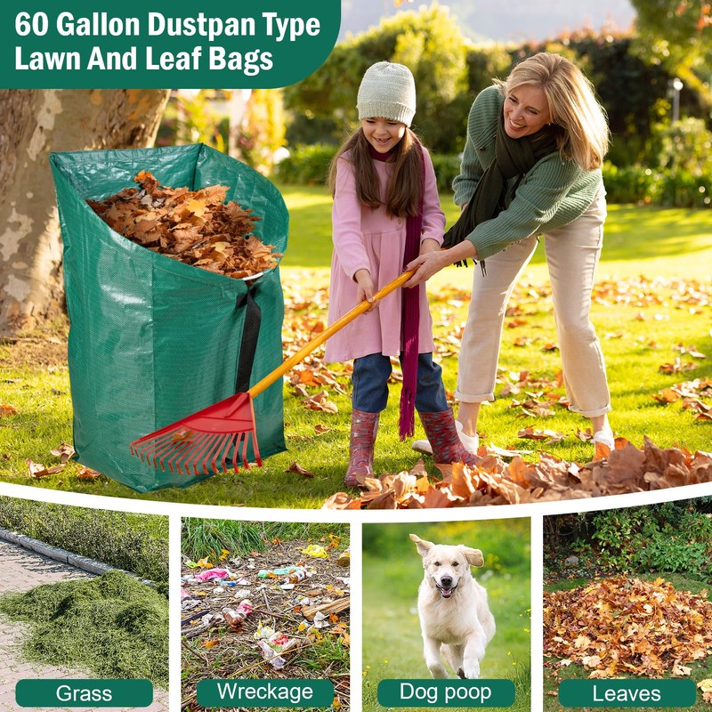 60 Gallon Leaf Collector,Collapsible Lawn & Leaf Bag,Heavy Leaves Pick