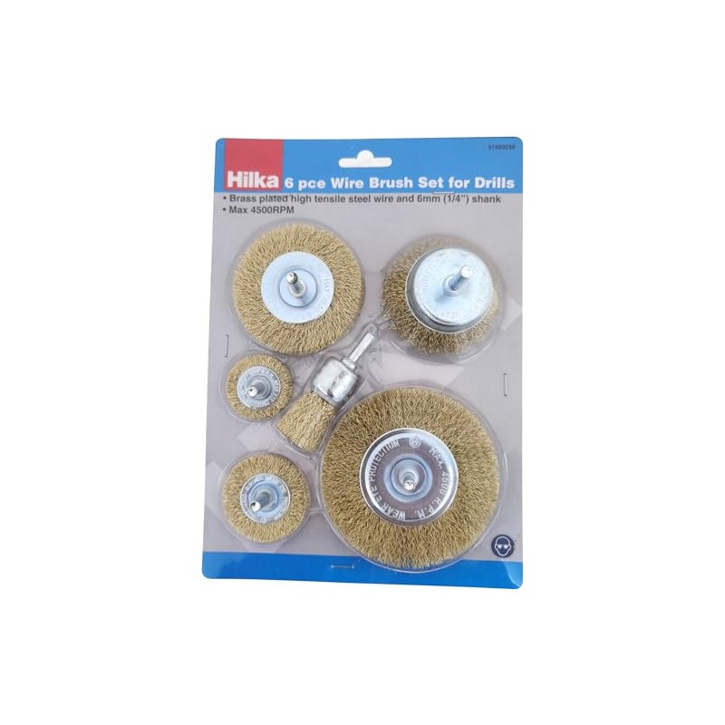 Hilka 51960250 6 pce Wire Brush Set for Drills