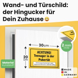 DankeDir! Teenie Puberty - Sign 30 x 20 cm - Teenager's Room Teenager Saying Boys & Girls Room Door Sign Gift Idea - Room Decoration Teenagers Gift Idea Door Decoration Birthday