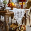 Q'foo 120 Lace Table Runner, White, Nordic, Embroidered, Floral Pattern,