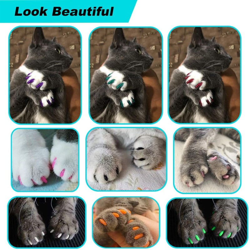 VICTHY 120pcs Cat Nail Caps | Cat Nail Covers |