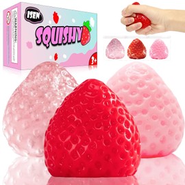 3 piezas de grandes Taba Squishies, juguetes de fresa de 2.56 pulgadas, juguetes pegajosos Kawaii para aliviar el estrés - juego de juguetes blandos para apretar, regalos para niños, recuerdos de