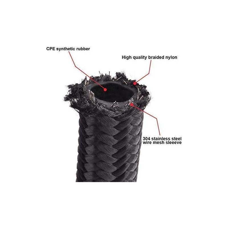 10FT 6AN Braided Fuel Line Hose -6AN Nylon Braided for