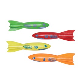 Wahu Dash Divers Pool Toy Set with 5" Diving Sticks, 4-Piece Underwater Torpedoes for Kids Ages 5+, Glides up to 20'