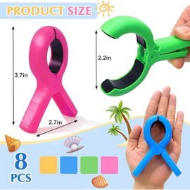 8 PCS Beach Towel Clips for Sun Loungers, Strong Grip Non-Slip Windproof