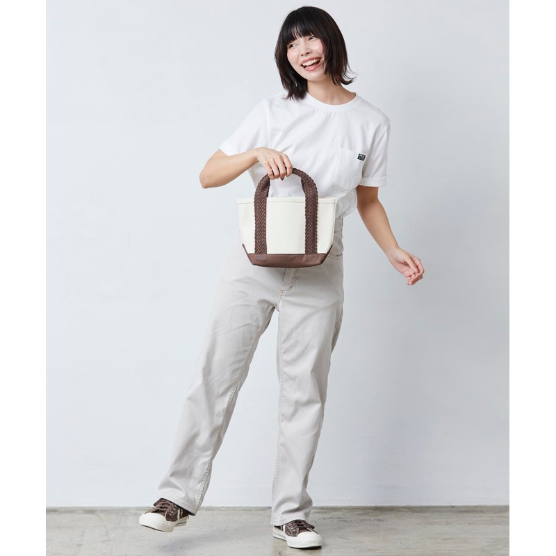 Elbeen Web Handle Tote Bag, Fossil Brown