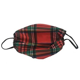 Adult Family Stretchy Washable 2 Ply Comfy Ear Loop Multi Purpose Face Mouth Cover Large Child (9-13 years) Red Plaid