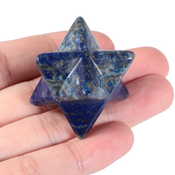 Loveliome Natural Lapis Lazuli Merkaba Crystal Protection Sacred Meditation Energy Generator Healing Chakra Six-Pointed Star 1 Inch