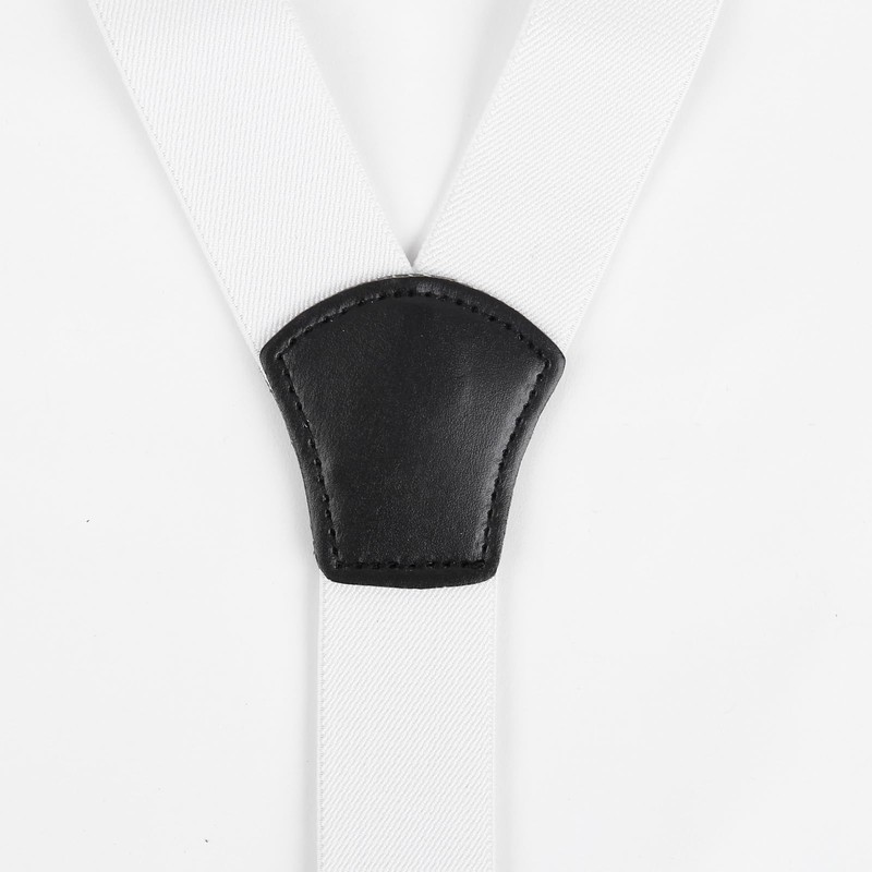 Alizeal Juego de tirantes y corbatín ajustables para hombre, Blanco,