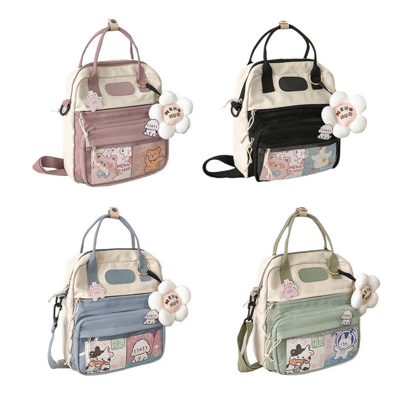 Cute Backpack with Accessories Dual Purpose Backpack Shoulder Bag Large