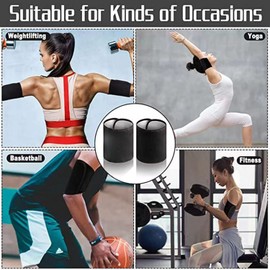 Lancsdom Arm Trimmers for Women & Men,Sauna Sweat Arm Trainer,Adjustable Sweat Arm Shaper Bands(a pair), Black, C-20