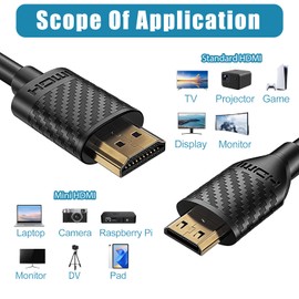 Ohling Mini HDMI to HDMI Cable, Supports Nikon Canon DSLR, Camcorder, Laptop, Tablet and Graphics Video Card, Ultra Slim and Soft High-speed Video Signal Adapter-1M