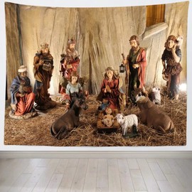 BELECO Jesus Nativity Scene Tapestry Backdrop Christmas Manger Scene Birth of Jesus Tapestries Wall Hanging Christian Religious Wall Art Tapestries for Bedroom Living Room Dorm Home Decor