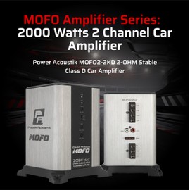 Power Acoustik Class D 2 Channel Amplifier – 2000 Watt Subwoofer Amplifier for Car Audio, Compact and Stylish Car Amplifier with Variable Bass Boost and Signal Protection