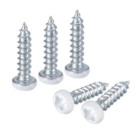 QUARKZMAN 50 Stück #3 x 1/2" Weiße Linsenkopf-Selbstbohrschrauben aus Kohlenstoffstahl Phillips Holzschrauben für Holzarbeiten, Silber Blau
