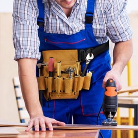 UVKDEENK Leather Tool Belt for Men, Heavy Duty Tool Pouch 2 Pockets, Toolbelt Utility Belt Builder Waist Work Bag for Carpenter, Construction Pouch, Framers, Handyman, Electrician, Dad Gift