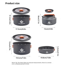Blackpongo Camping Cookware Mess Kit for Backpacking Gear – Camping Cooking Set - Camping Pots and Pans Set - Camp Kitchen Equipment Accessories Pot (Orange)