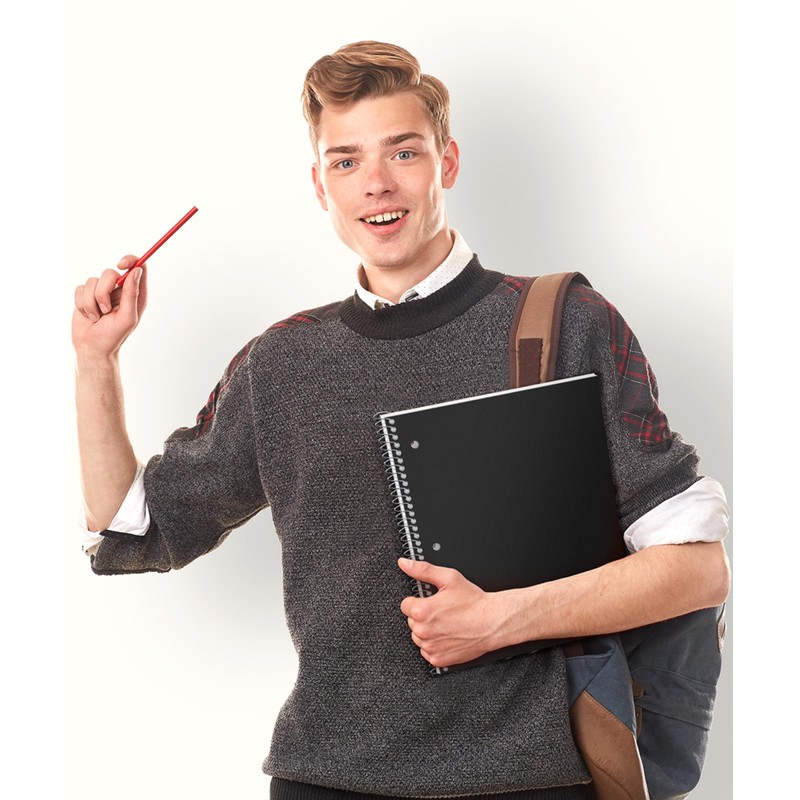 Dunwell College Ruled Spiral Notebook (Black), 1 Subject Notebook 8.5