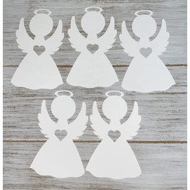 White Angel Cut outs - Christmas Holiday Decoration - Set of 30 - Winter Holiday Crafts (White Angel with heart)