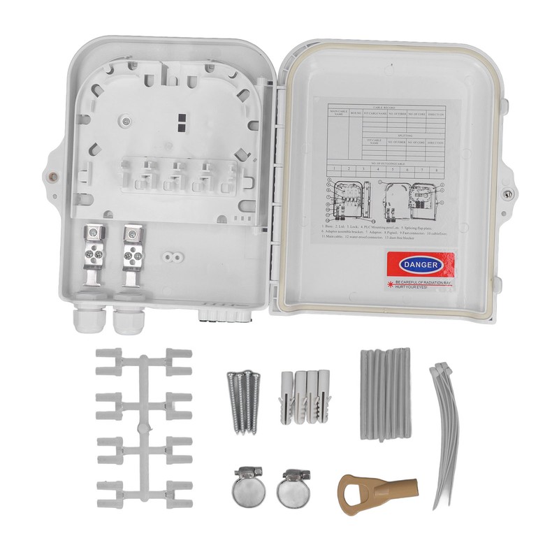 8 Core Fiber Distribution Box ABS Wall Mounted Fiber Optic