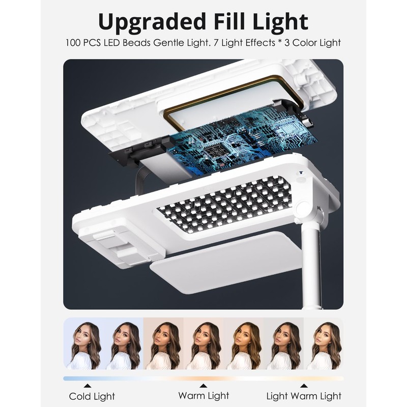 SupeDesk Phone Stand for Recording, Overhead Phone Mount with Light,