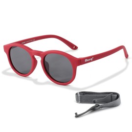 Maesy Bowi Children's Sunglasses for Toddlers and Babies, 1-3 Years, UV400 Polarised Protection, Flexible and Flexible Frame, Adjustable Elastic Band, Safe and Comfortable Children's Sunglasses, red