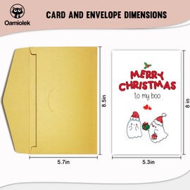 Oamiolek Funny Christmas Card for Husband Wife, Cute Ghost Xmas Card, Sweet Christmas Card for Boyfriend Girlfriend, Merry Christmas Card to My Boo