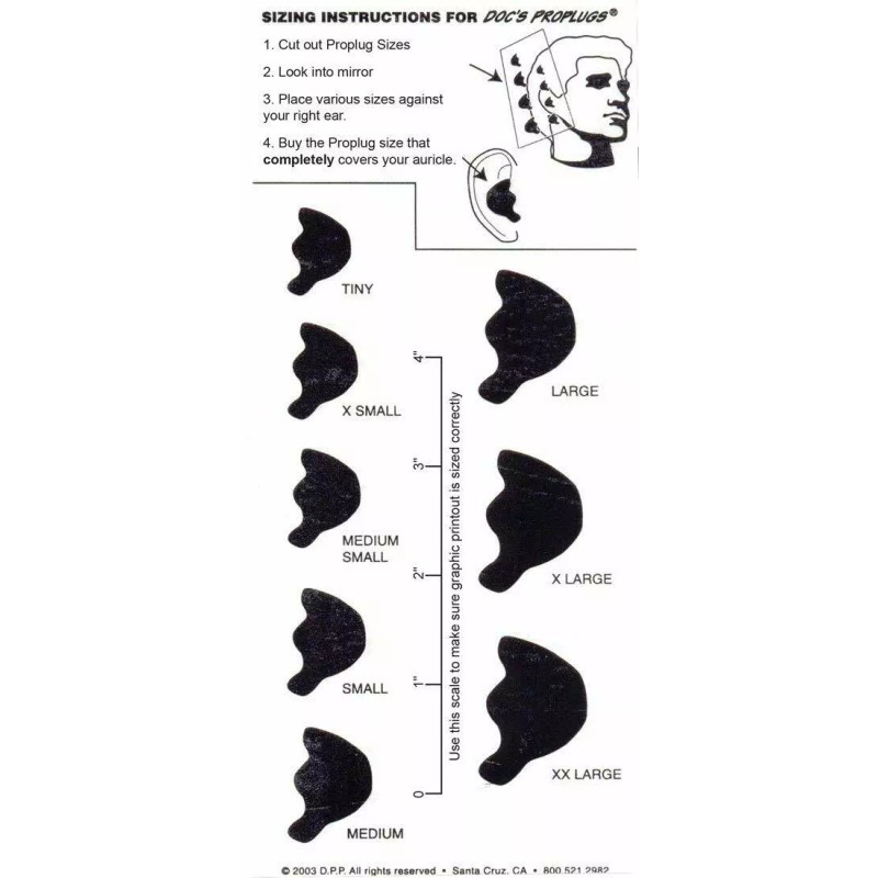 Doc's Proplugs Swimming Ear Protection Non-Vented Ear Pro Plugs Size