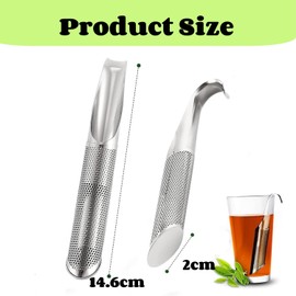 Stainless Steel Tea Strainer, Set of 2 Fine Mesh Tea Filter, Tea Strainer with Long Handle, Hook Handle, Tea Infuser, Stainless Steel Tea Hose, Diffusion Filter for Tea, Rose, Coffee, Spices, Tea