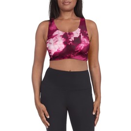 Danskin Women's Ice Dye Longline Racerback Bra, Festival Fuchsia, Small