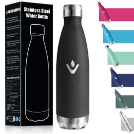 HoneyHolly Stainless Steel Water Bottle, 750 ml, 18/8 Stainless Steel, Thermos Flask, BPA-Free, Sports Water Bottle, Double-Walled Vacuum Insulated, Bottle for Outdoor, Camping, Picnic, Black