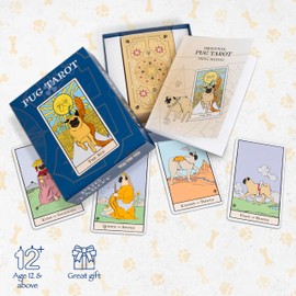 Thames & Kosmos Pug Tarot, Tarot Cards with Funny Dog Illustrations, Easy-to-Use Tarot Cards Deck, Family Games for Adults and Kids, Age 12+