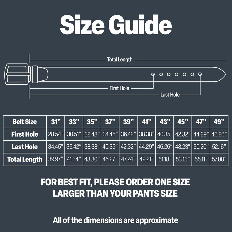 Full Grain Leather TSA Belt - Hypoallergenic, Adjustable, Nickel Free
