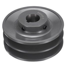 uxcell 2BK47-1 V-Belt Sheave 1"Bore 4.45"OD Double Groove Web Sheave Bored-to-Size Sheave, Cast Iron, Belt Section for 3L or B Belt