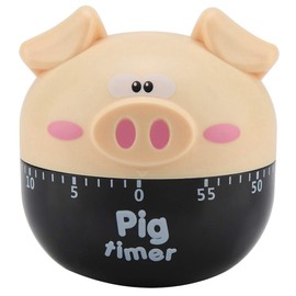 Cute Pig Kitchen Cooking Timer, Mechanical Cooking Clock Loud Alarm Counters Manual Timer with 60 Minute Countdown(Khaki)