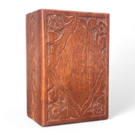S'vaav's Beautiful Handcrafted Made Wooden Urn Box | Holding Capacity Upto 60 Cubic Inch | for Human Ashes, Cremation Funeral & Decorative Urn Box (Pack of 1, Mahogany, Size: Medium)