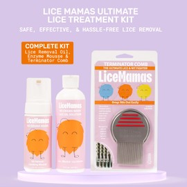 Lice Mamas Ultimate Lice Treatment Kit – Lice Removal Oil, Enzyme Mousse & Terminator Comb | Safe for Kids & Adults | Non-Toxic, Professional-Grade Lice Solution