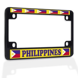 Fastasticdeals Metal Insert Bike License Plate Frame Philippines Flag B Weatherproof Motorcycle Accessories Black 4 Holes Solid Insert