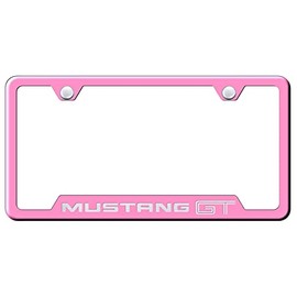 Au-TOMOTIVE GOLD Laser Etched Logo Cut-Out License Plate Frame for Ford Mustang GT (Pink)